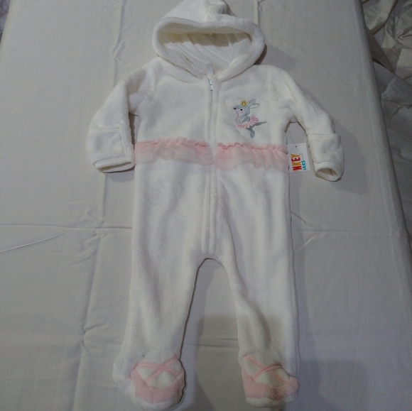 baby girls white fleece monkey bars onesie nwt - Picture 3 of 17